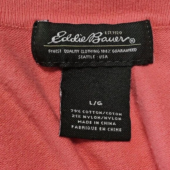 Eddie Bauer Women’s Large Coral Cotton Blend Cardigan Preppy Classic Layering - Picture 5 of 7